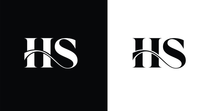 HS Monogram Design: An elegant and versatile monogram featuring the initials H and S, presented in both black and white color schemes.