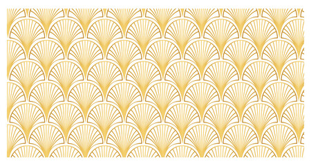 Golden art deco geometric pattern with semicircular shapes and lines transparent background © MorshedBD2