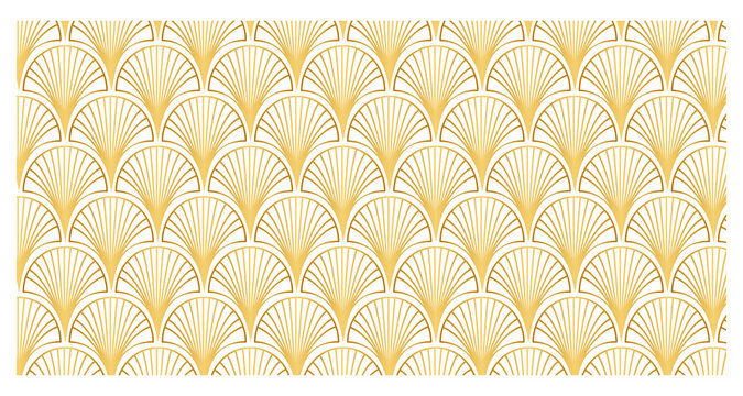 Golden art deco geometric pattern with semicircular shapes and lines transparent background