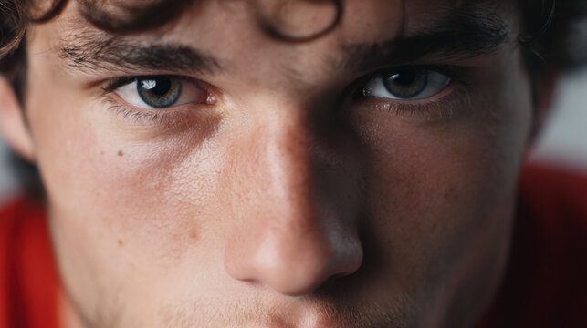 Intense Gaze: Portrait of a Man's Piercing Eyes and Detailed Facial Features