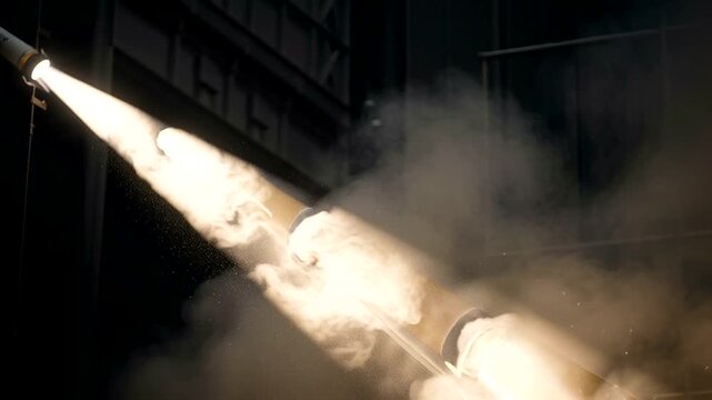 Rocket Launching into Space with Smoke.