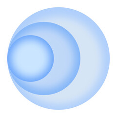 Blue Concentric Overlapping Circles Diagram Soft Neumorphic Interface Element on a Transparent Background.