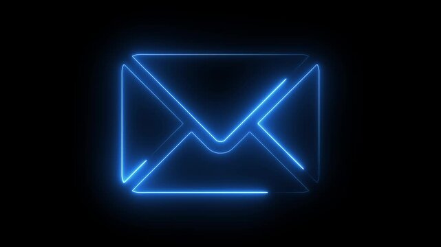 Glowing neon color message box animation icon conversation notice receive massage message icon animation.