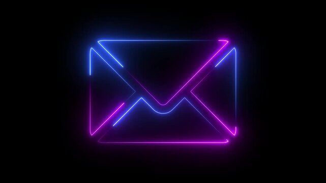 Glowing neon color message box animation icon conversation notice receive massage message icon animation.