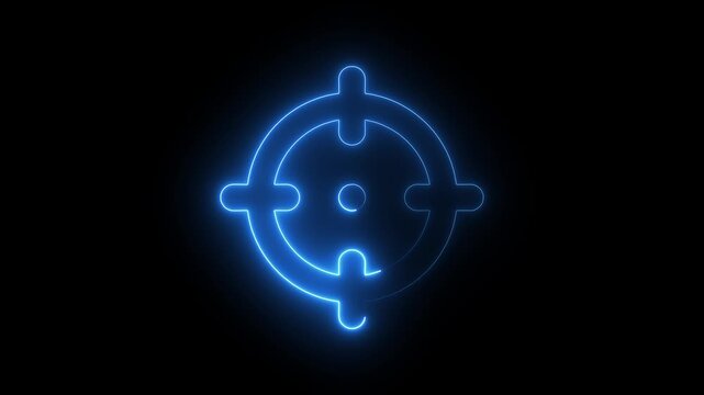 Glowing neon target icon animation. Military training , Military target icon animation. Gun target set icon, Sight sniper target motion background. gun aim, sniper target, hunting, target audience.