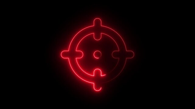 Glowing neon target icon animation. Military training , Military target icon animation. Gun target set icon, Sight sniper target motion background. gun aim, sniper target, hunting, target audience.