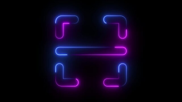 Neon line QR code animated lineal symbol icon. Scanning QR code symbol Scan sign QR Code Bar Code, scan sign, QR scan interface