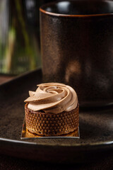 Chocolate Mousse Dessert With Coffee Cup