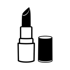 Obraz premium a black and white lipstick icon with the cap off perfect for cosmetic branding beauty blogs and makeup product design.
