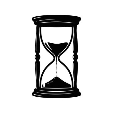 monochrome hourglass with sand actively flowing symbolizing the inexorable passage of time important countdowns and future deadlines.