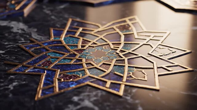 4k motion footage of golden star of david pattern on dark fabric close up slow zoom