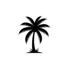 Fototapeta premium a classic palm tree silhouette an iconic tropical design element for summer vacation beach logos and digital travel themes.