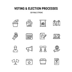 Voting & Election set icon flat vector design.