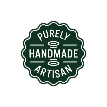 Green circular emblem denotes purely handmade artisan product.