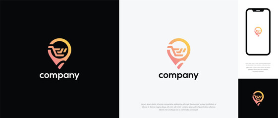 Online Shopping Location Logo for E-commerce Delivery App Design.