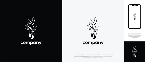Baby Footprint Plant Logo Design for Natural Growth Maternity and Eco-Friendly Brands.