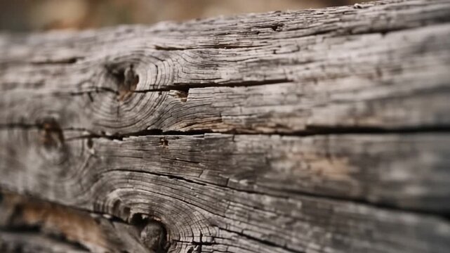 Close-up of weathered wooden log outdoors with blurred background
