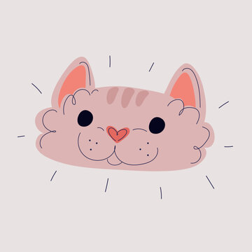 Cartoon vector illustration of a cat's face showing expression and personality