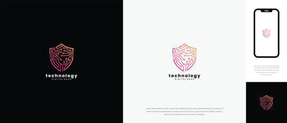 Cyber Security Technology Logo Design - Digital Shield for Data Protection  Network Security.