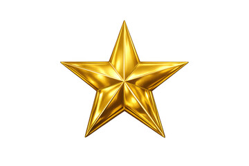 Obraz premium Golden 3d star illustrating success, best quality, victory, five-star rating, and premium award on transparent background