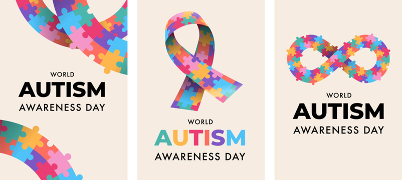 World autism awareness day vertical banner templates and poster backgrounds set
