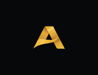 Letter A logo, A Letter mark logo, A Vector logo, A luxury golden logo. 
