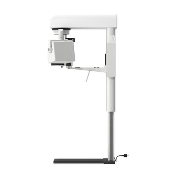 Dental CBCT machine side view on a white background