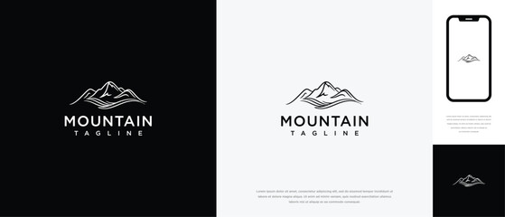 Minimalist Mountain Peak Logo Design. Elegant Line Art for Outdoor Adventure Brands.