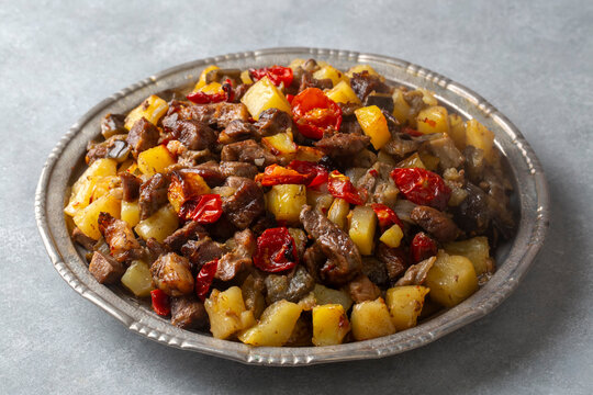 From Turkish cuisine; meat, vegetable kebab, casserole. Turkish name; Maras Tava or Kahramanmaras Tava - Orman Kebabi