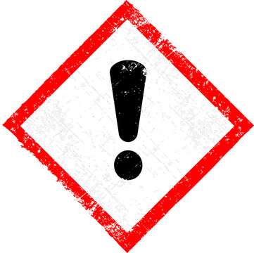GHS07 Health Hazard Pictogram. Grunge Distressed Exclamation Mark.