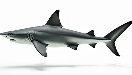 Obraz premium Realistic illustration of a hammerhead swimming, isolated on a white background. This aquatic predator exhibits its powerful form and dangerous jaws, a symbol of the ocean wild nature.