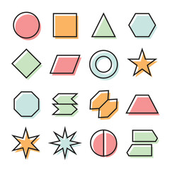 Vector Geometric Shape With Outline Icon Set