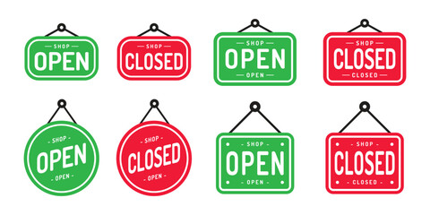Vector Open And Closed Sign Icon Set