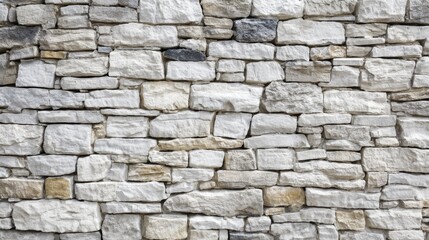 Obraz premium Textured stone wall background featuring natural stone material with varied shades and shapes, ideal for architectural designs and rustic themes