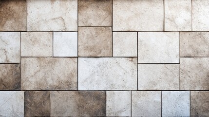 Decorative textured wall with beige and gray tiles arranged in a modern pattern, ideal for interior design and architectural projects