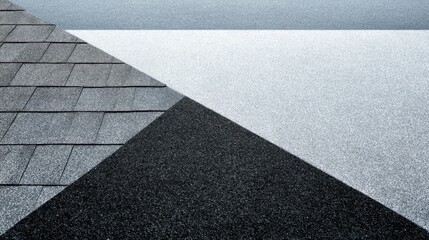 Fototapeta premium Textured Roof Surface with Geometric Patterns in Shades of Gray and White, Ideal for Architectural and Construction Projects