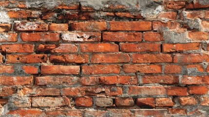 Obraz premium Textured Old Brick Wall with Natural Weathering, Cracks, and Variations in Brick Color, Perfect for Backgrounds and Design Projects