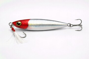 Red Head Fishing Lure Isolated Shot