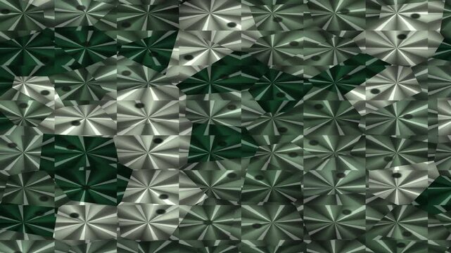 Green and Silver Geometric Star Pattern Loop Motion Graphic Background