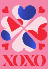 Naklejka premium Heart Quartet With Xoxo Valentine Poster