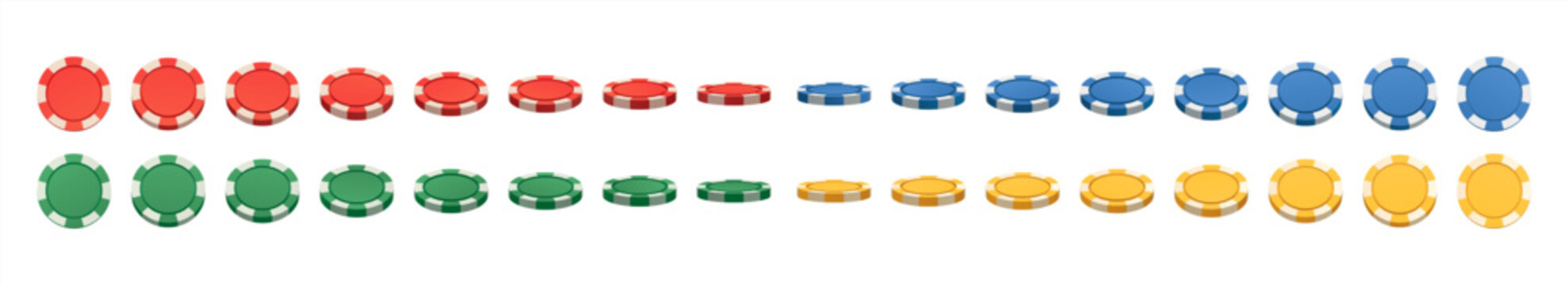 Vector realistic poker and casino chips. Isolated poker chips. Concept of gambling chips. Element for your design. Different angles of view.