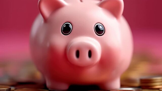 The Saving Guardian: A charming, pink piggy bank, embodies the essence of financial prudence, looking at the future