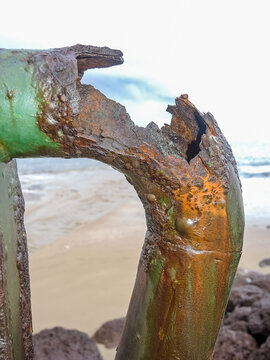 metal railing badly deteriorated by rust