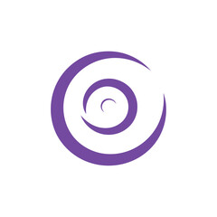 Abstract graphic illustration featuring a series of incomplete, concentric purple circles creating a modern, elegant spiral or ripple effect, symbolizing growth, unity, and dynamic movement
