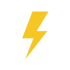 Bold yellow lightning bolt, a striking graphic symbol of electrical power, rapid energy, speed, and dynamic force, often used in warnings or as an energetic icon