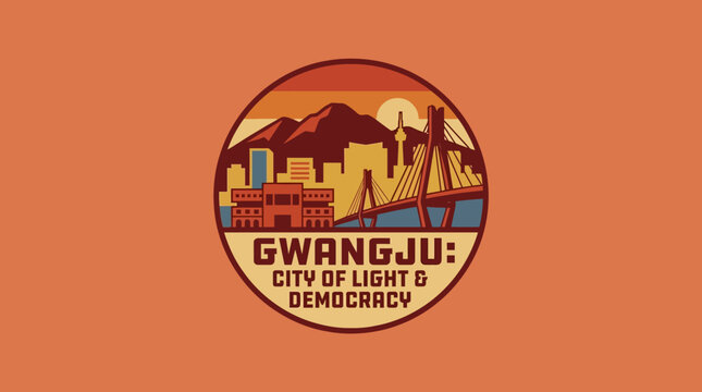 Gwangju City Of Light And Democracy Emblem Badge Travel Souvenir Design
