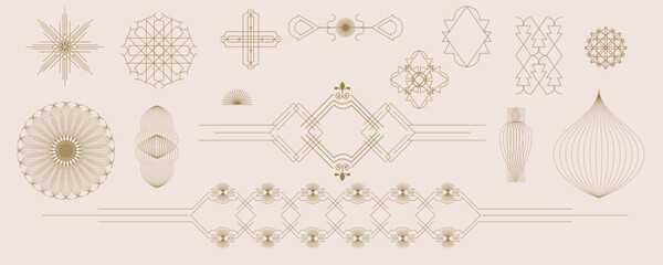 Vintage art deco style divider frame and border. Abstract Decorative Borders Set