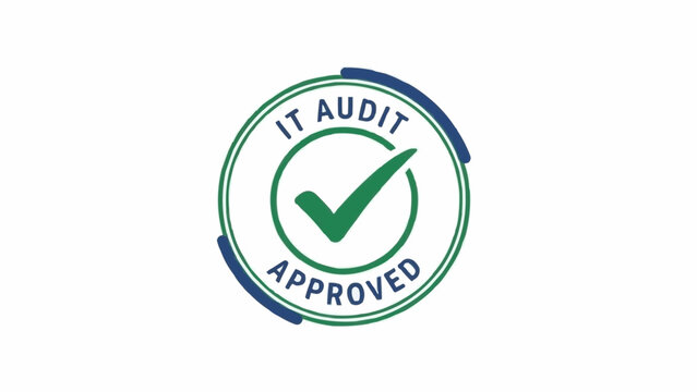 Green checkmark IT audit approved stamp.