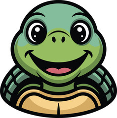 Obraz premium Turtle cartoon smiling mascot with friendly green character look
