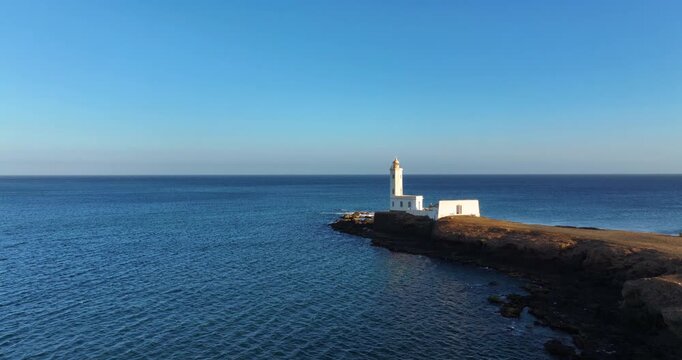 Aerial view of Praia Dona De Maria Pia lighthouse in Santiago - Capital of Cape Verde Islands - Cabo Verde